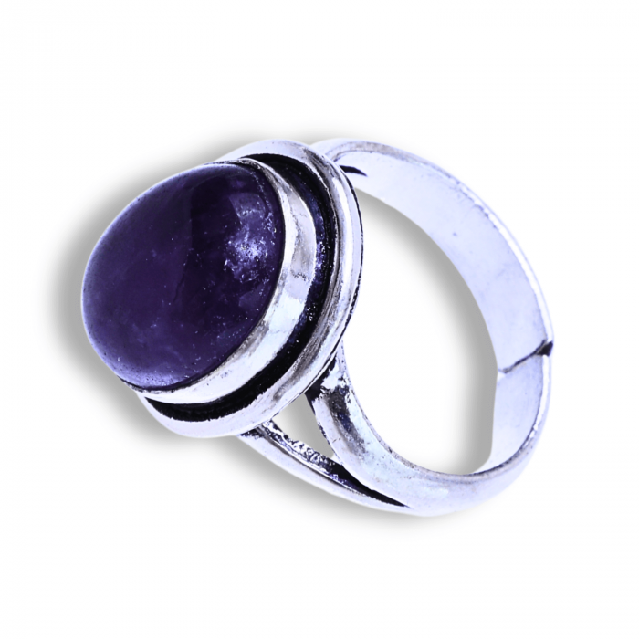 Inel Ajustabil Argintiu cu Ametist Natural, pentru echilibru si claritate [10]