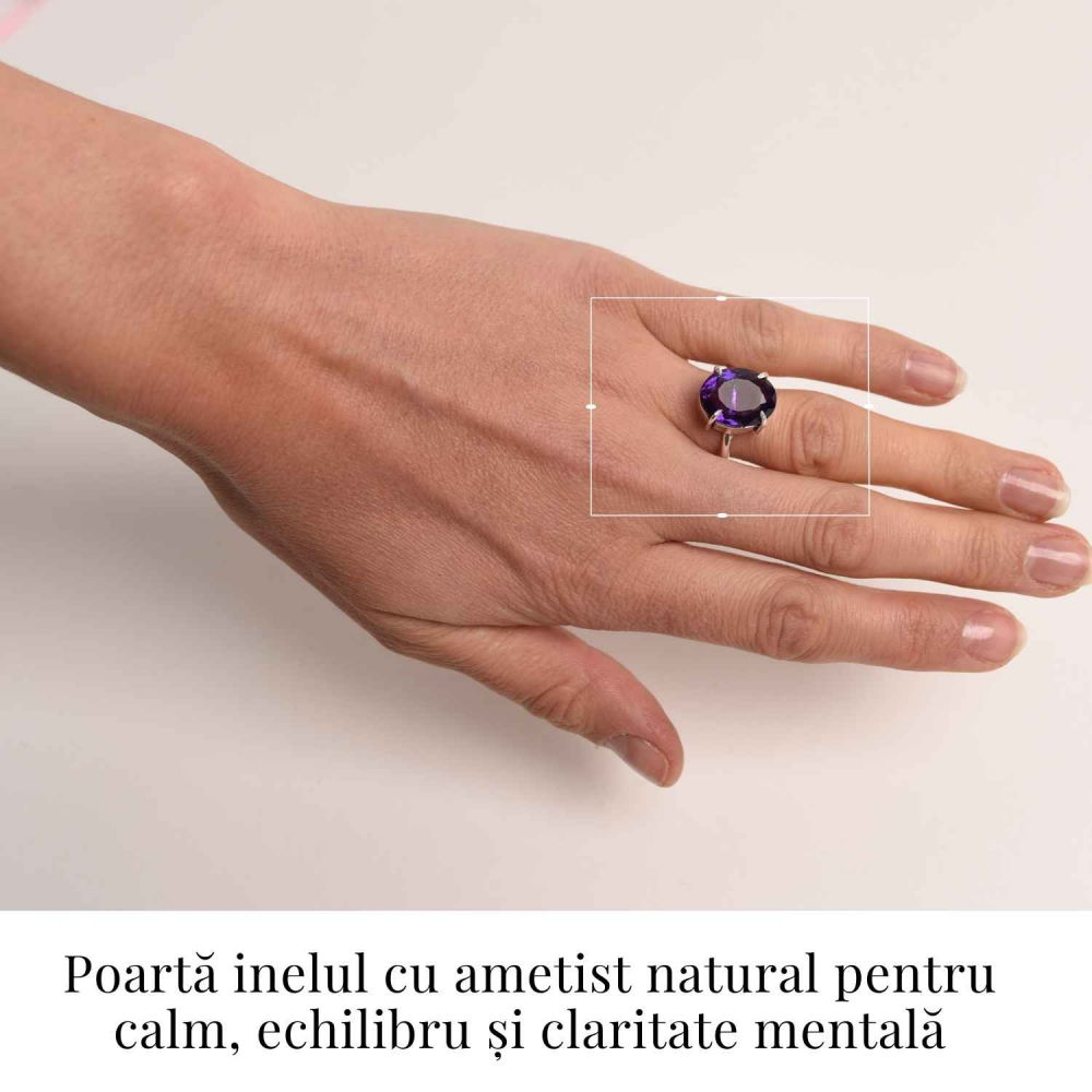 Inel Reglabil Argintiu cu Ametist Fatetat - Energie si Echilibru [2]
