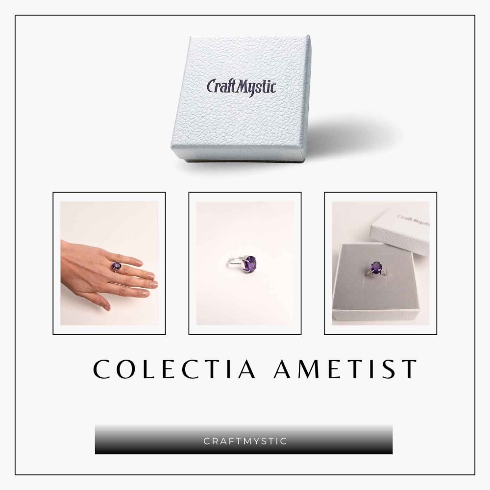 Inel Reglabil Argintiu cu Ametist Fatetat - Energie si Echilibru [7]