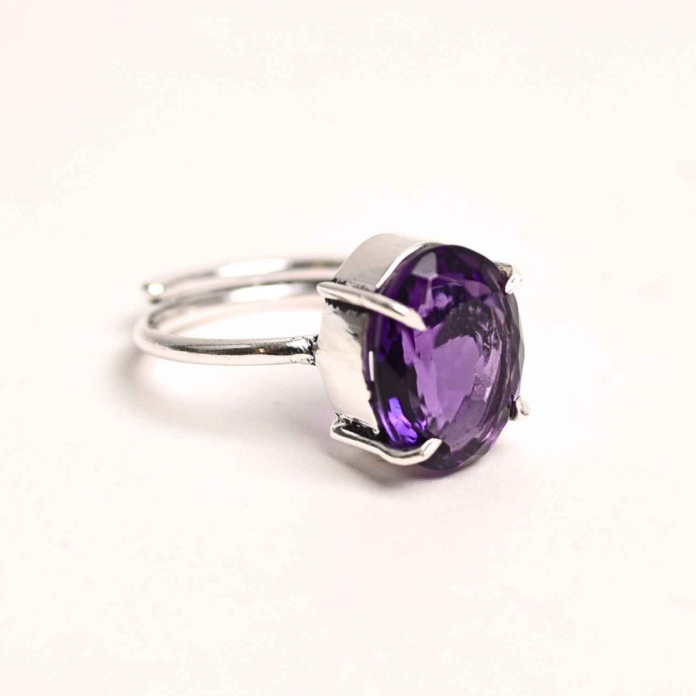 Inel Reglabil Argintiu cu Ametist Fatetat - Energie si Echilibru [1]