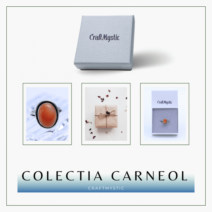 Inel Ajustabil Argintiu cu Carneol Natural, pentru energie si creativitate [9]