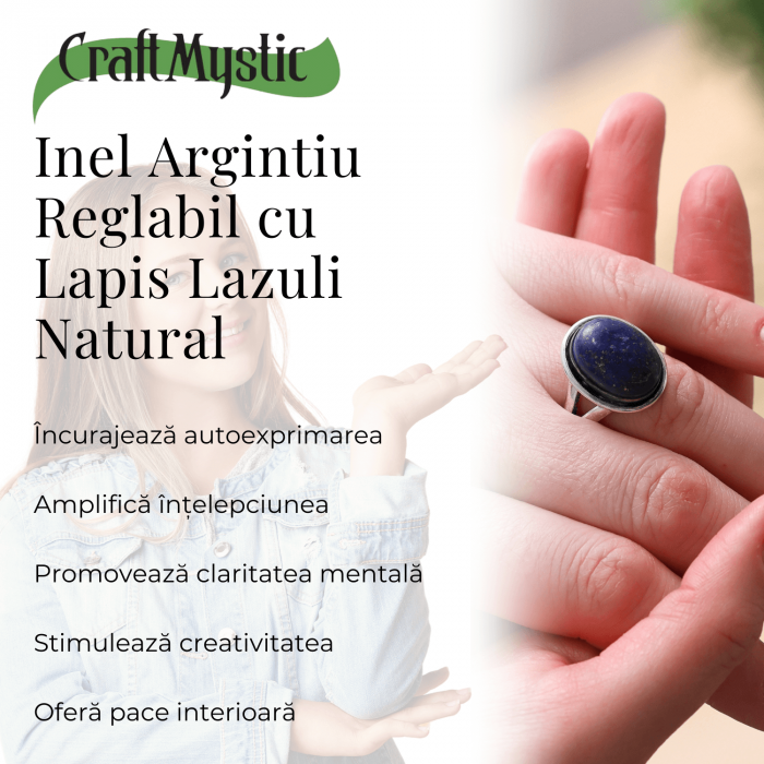 Inel Reglabil Metal Argintiu cu Piatra Naturala Lapis Lazuli [2]