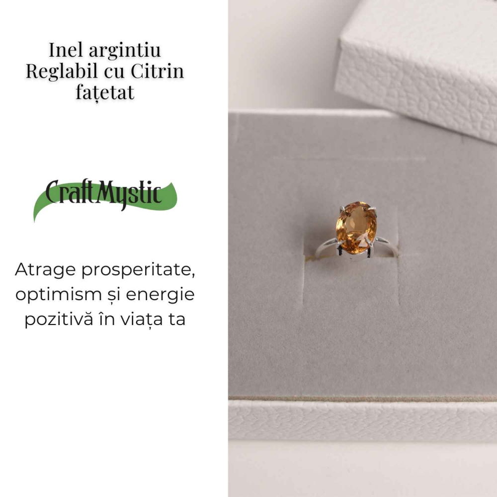 Inel Reglabil cu Citrin Natural Fatetat pentru Energie Pozitiva [4]