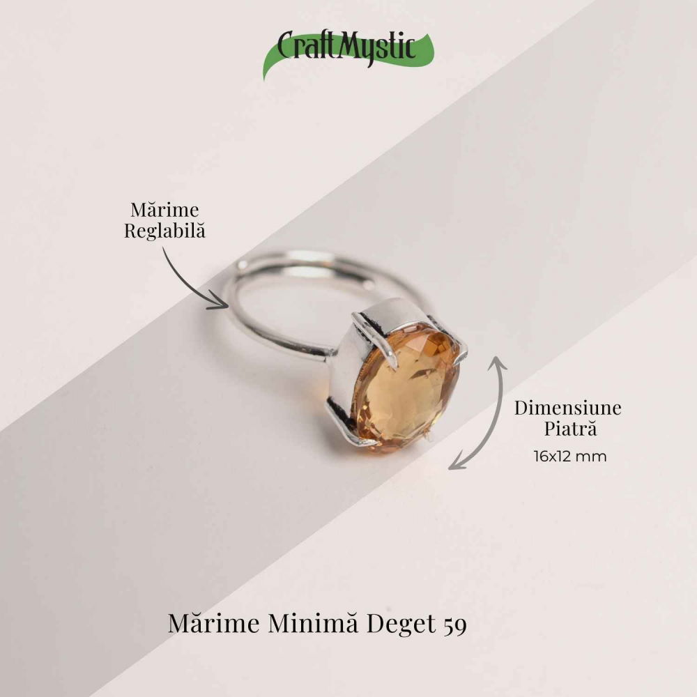 Inel Reglabil cu Citrin Natural Fatetat pentru Energie Pozitiva [3]