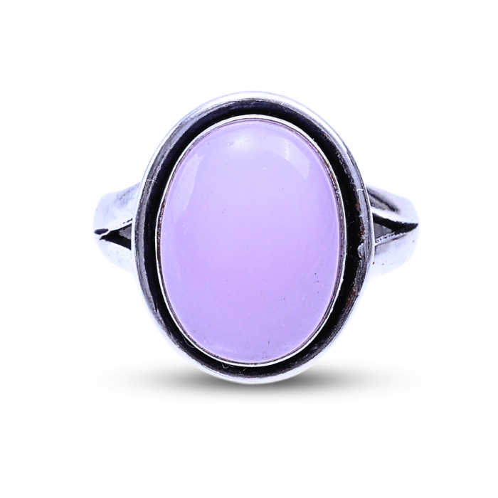 Inel Ajustabil Argintiu cu Cuart Roz natural oval, pentru iubire si armonie [1]