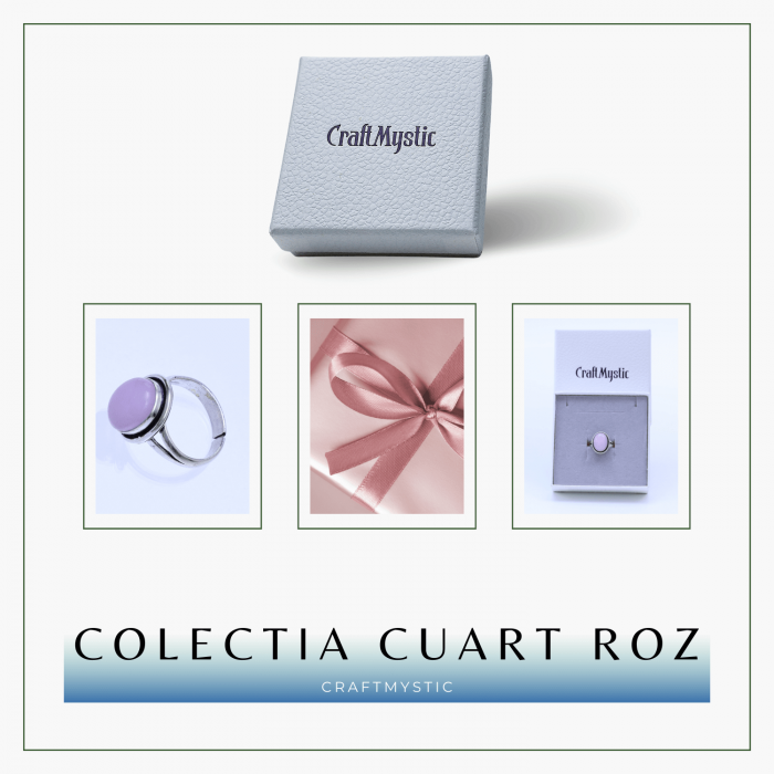 Inel Ajustabil Argintiu cu Cuart Roz natural oval, pentru iubire si armonie [8]