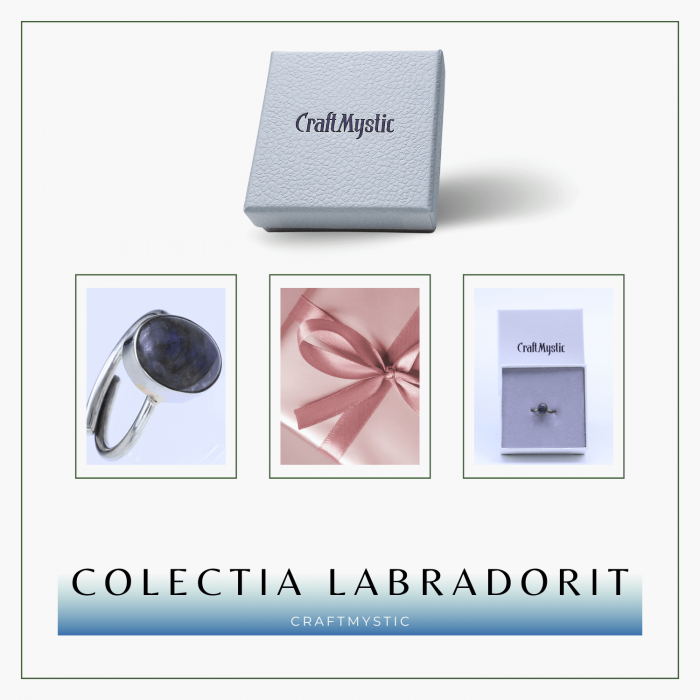 Inel Ajustabil Argintiu cu Labradorit natural oval, pentru protectie si intuitie [8]