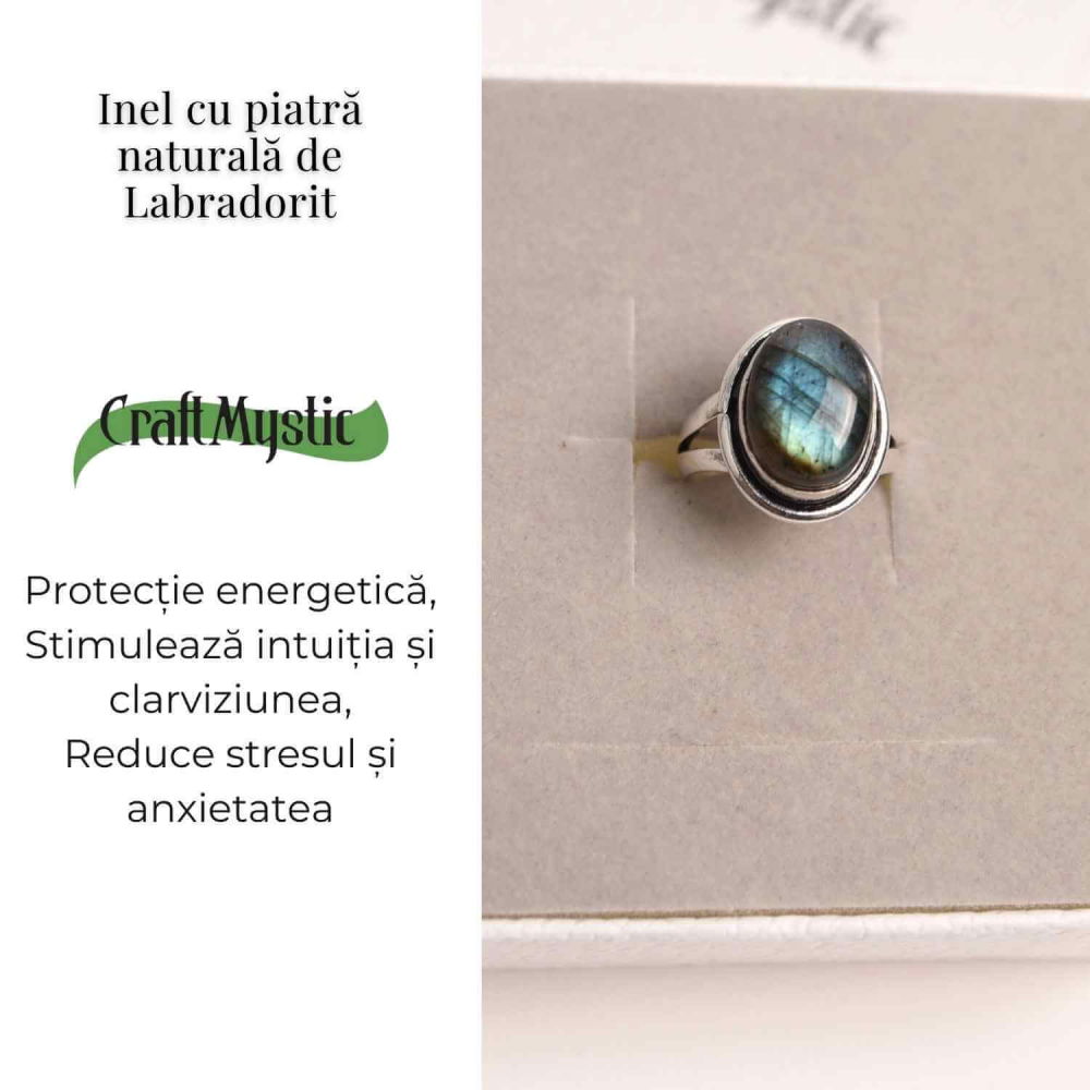 Inel ajustabil argintiu cu labradorit natural – intuitie si protectie [3]