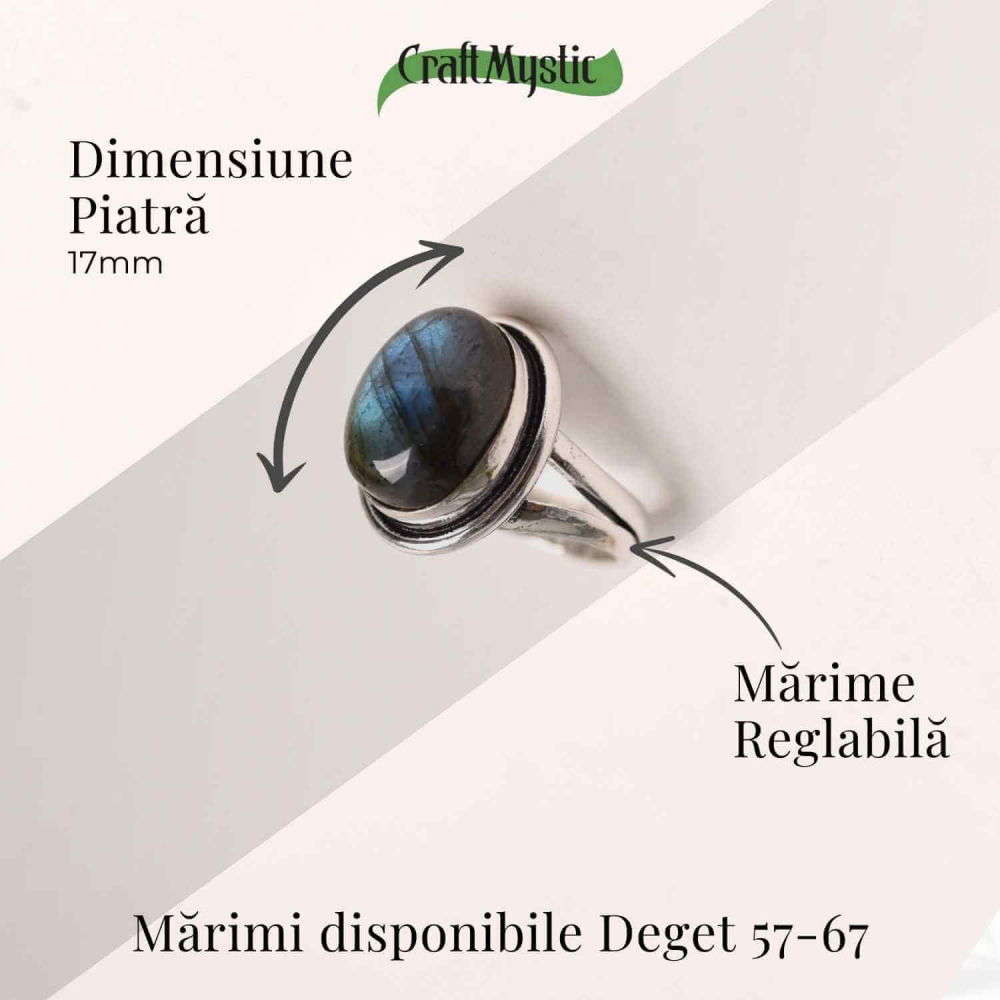Inel ajustabil argintiu cu labradorit natural – intuitie si protectie [5]