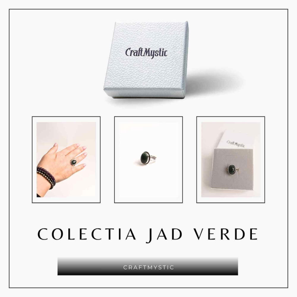 Inel Ajustabil Argintiu cu Jad Verde – Echilibru si protectie energetica [8]
