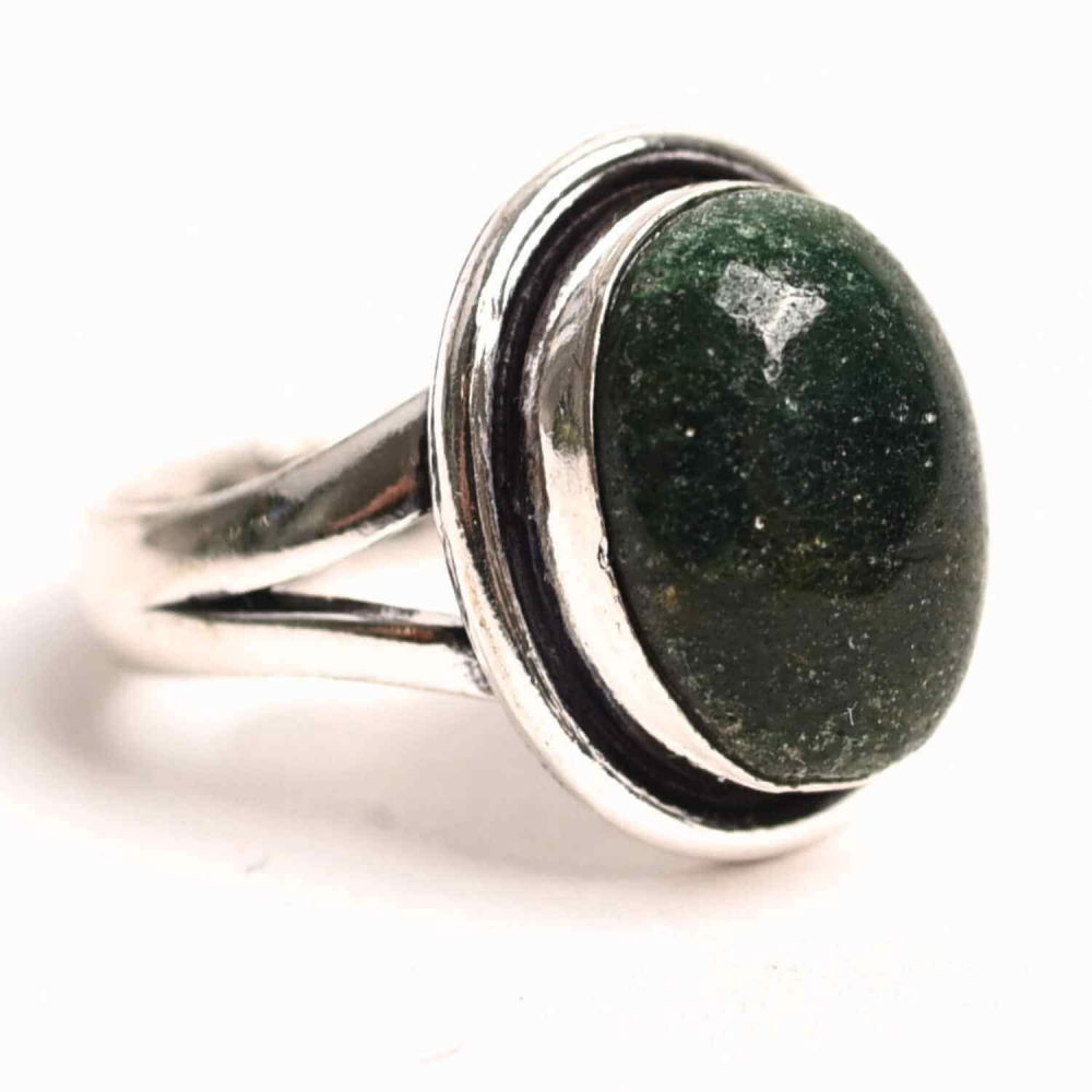 Inel Ajustabil Argintiu cu Jad Verde – Echilibru si protectie energetica [1]