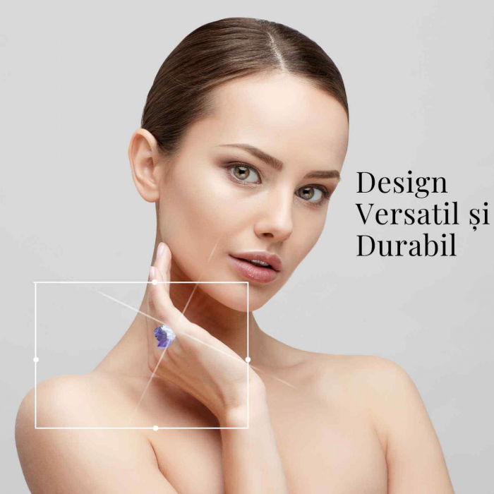 Inel ajustabil argintiu cu piatra naturala cluster Ametist [6]