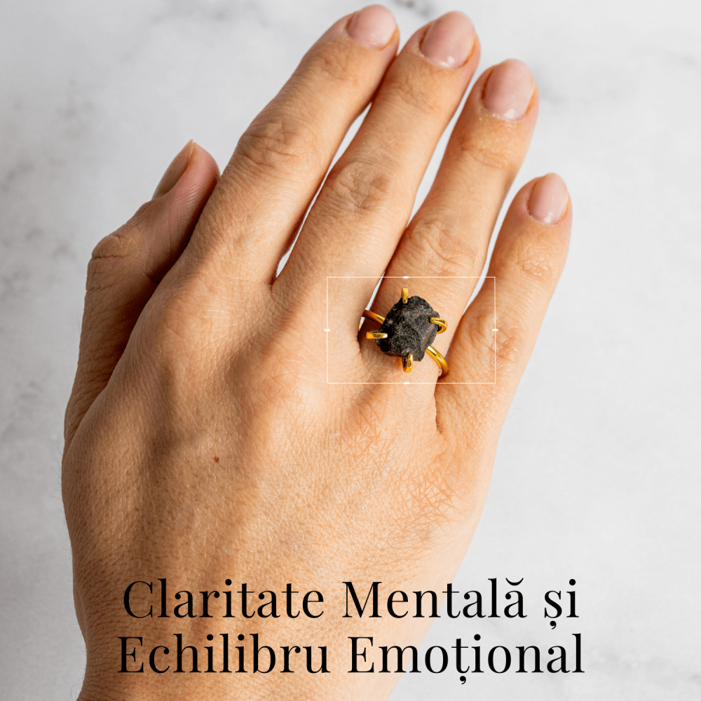 Inel Ajustabil Auriu cu Granat Brut - Putere si Energie Pozitiva [2]