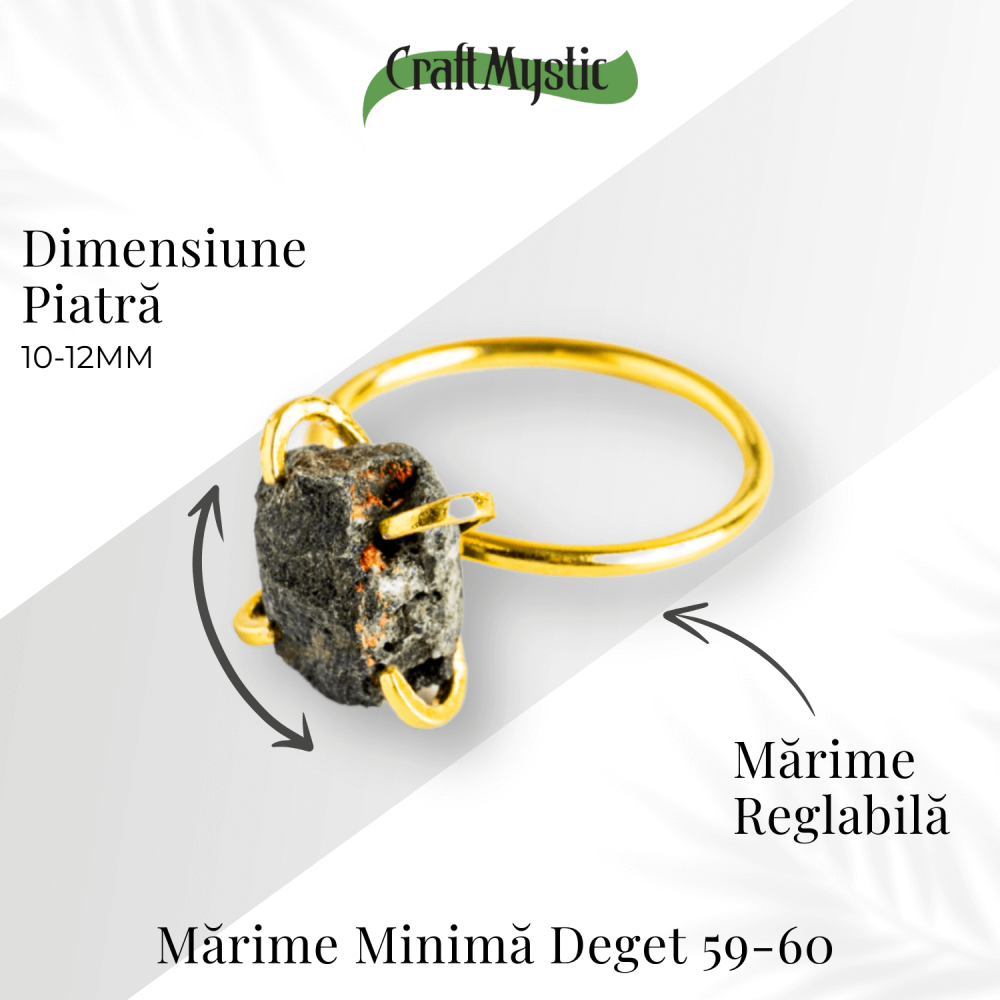 Inel Ajustabil Auriu cu Granat Brut - Putere si Energie Pozitiva [4]