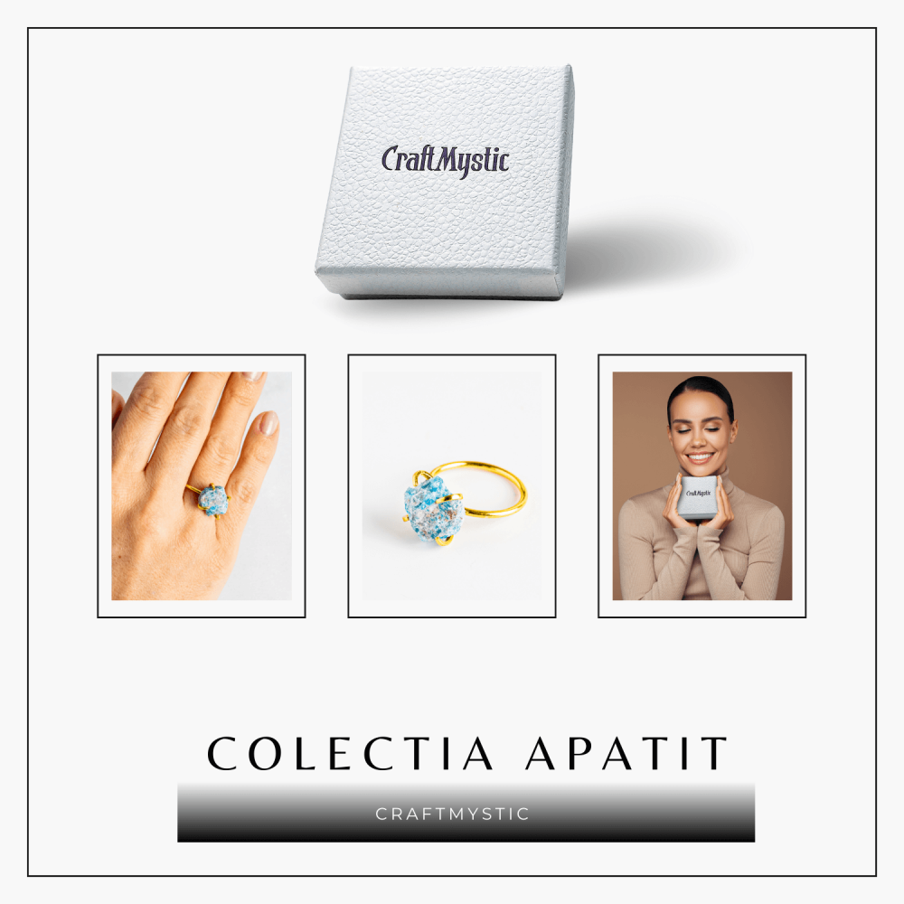 Inel Ajustabil Auriu cu Apatit Brut – Energie Pozitiva, Claritate Mentala si Creativitate [8]