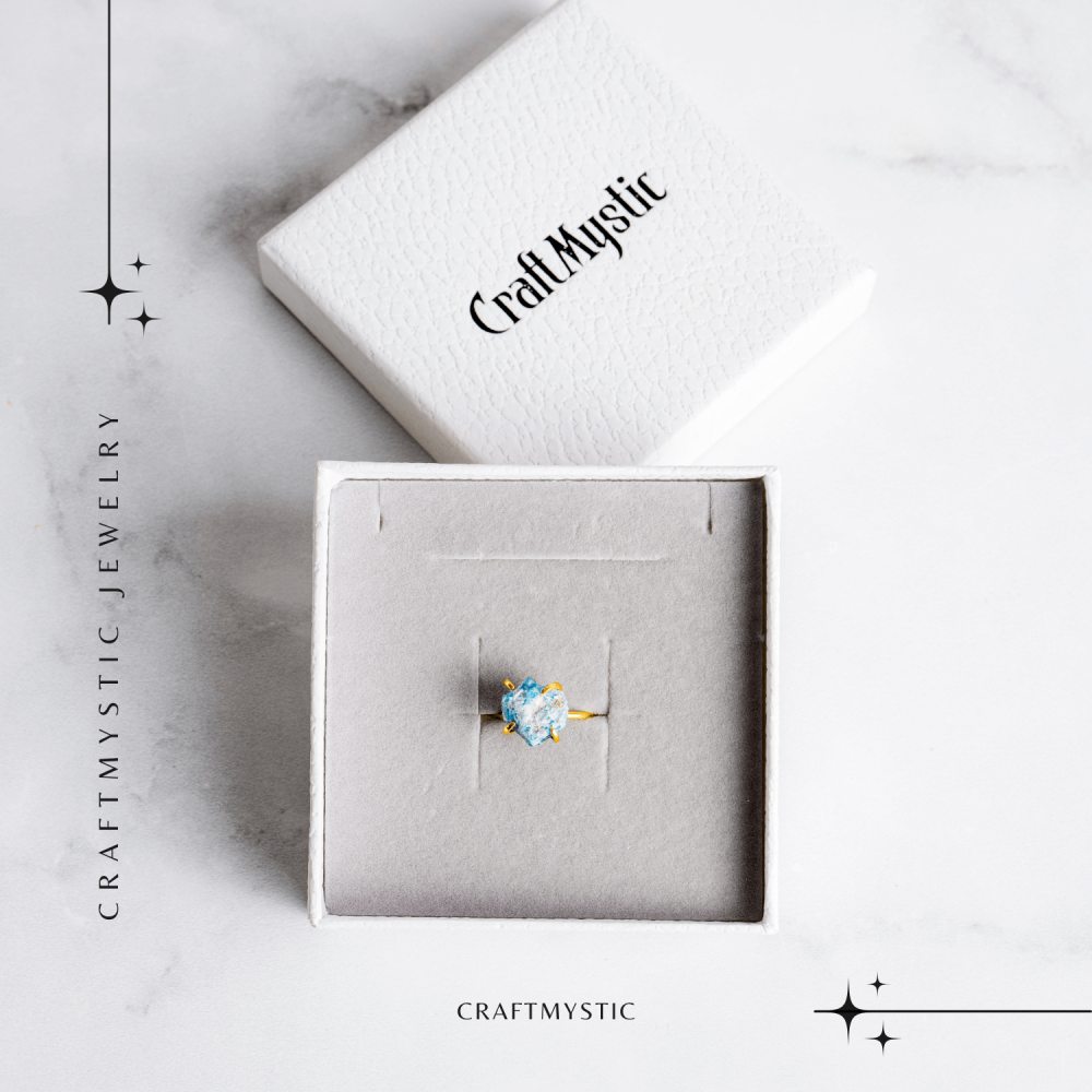 Inel Ajustabil Auriu cu Apatit Brut – Energie Pozitiva, Claritate Mentala si Creativitate [7]