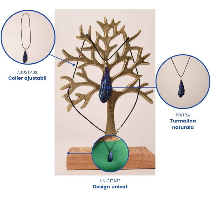 Colier 6-7 cm ajustabil cu cristal natural Turmalina curcubeu [5]