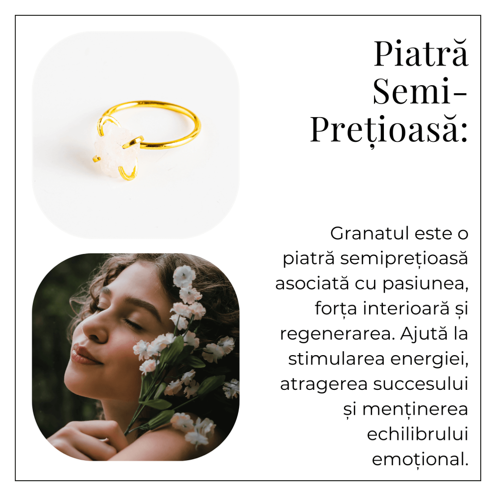 Inel Ajustabil Auriu cu Cuart Roz Brut pentru Echilibru Emotional [6]