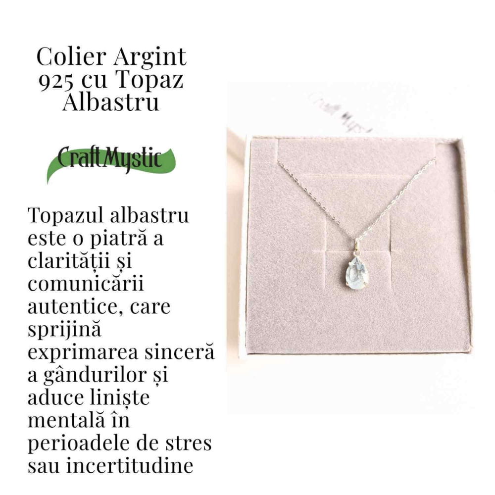 Claritate si Expresivitate – Colier Argint 925 cu Topaz Albastru fatetat Lacrima [3]