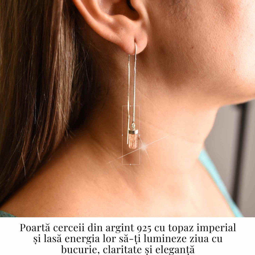 Cercei lungi din argint 925 cu topaz imperial natural – Eleganta si energie pozitiva [2]