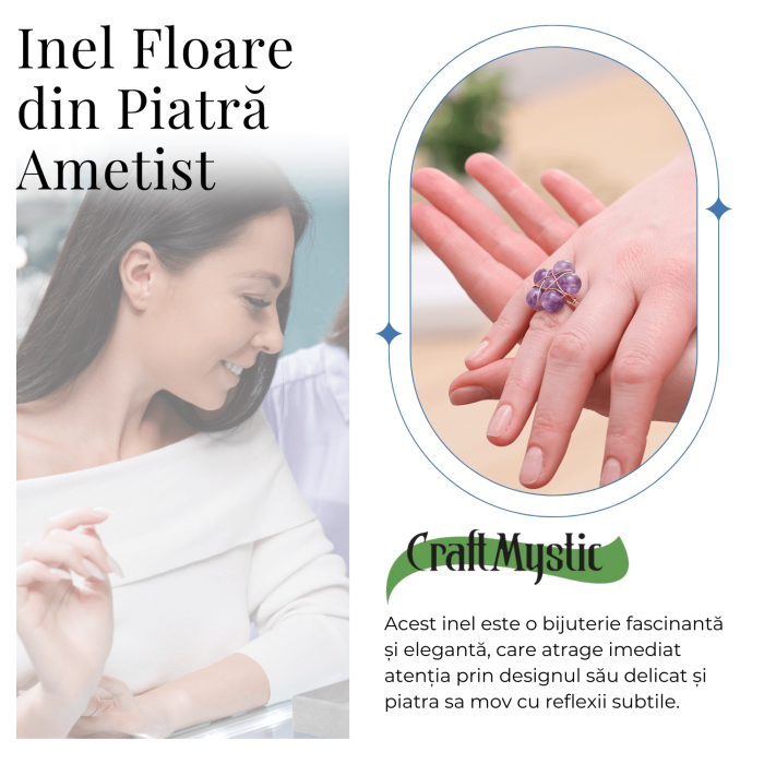 Inel Auriu cu Design Floral din Ametist [7]