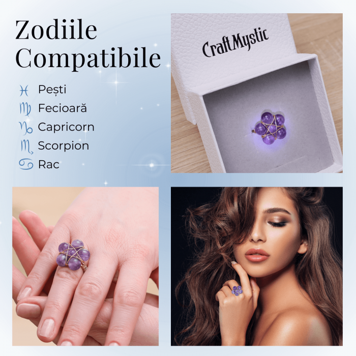 Inel Auriu cu Design Floral din Ametist [4]