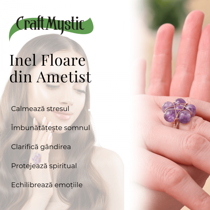 Inel Auriu cu Design Floral din Ametist [3]