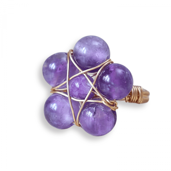 Inel Auriu cu Design Floral din Ametist [1]