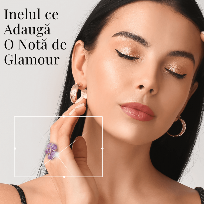 Inel Auriu cu Design Floral din Ametist [5]