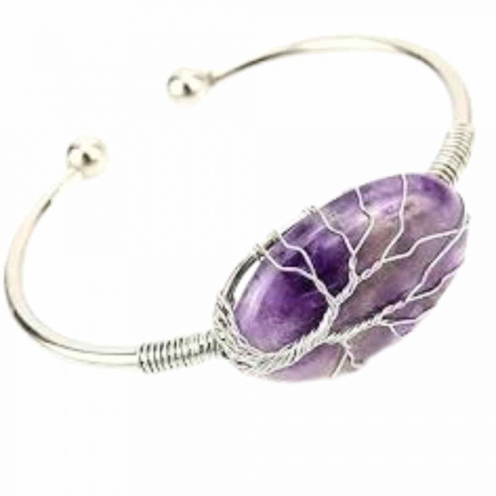  Bratara Argintie cu Pandantiv de Ametist - Eleganta si Echilibru Spiritual, Circumferinta 16 cm [1]
