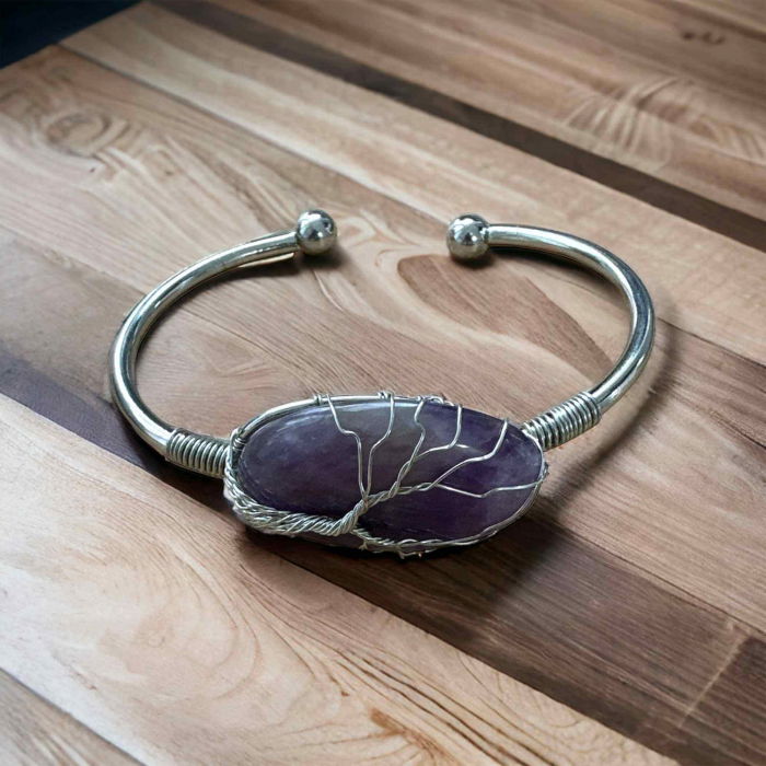  Bratara Argintie cu Pandantiv de Ametist - Eleganta si Echilibru Spiritual, Circumferinta 16 cm [7]