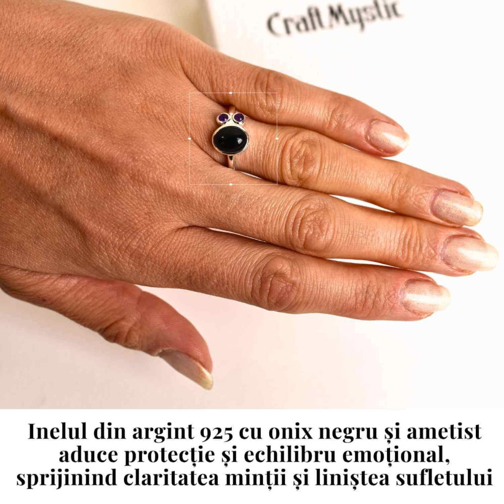 Inel argint 925 cu Onix Negru si Ametist – Protectie si Claritate Spirituala [2]