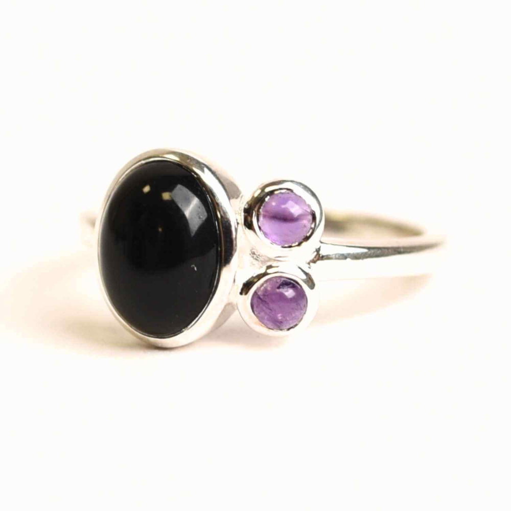 Inel argint 925 cu Onix Negru si Ametist – Protectie si Claritate Spirituala [7]