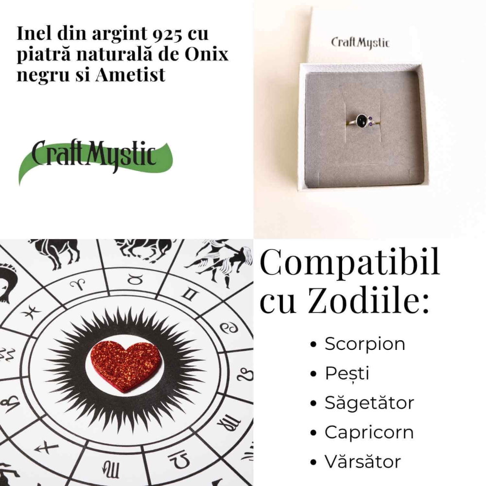 Inel argint 925 cu Onix Negru si Ametist – Protectie si Claritate Spirituala [4]