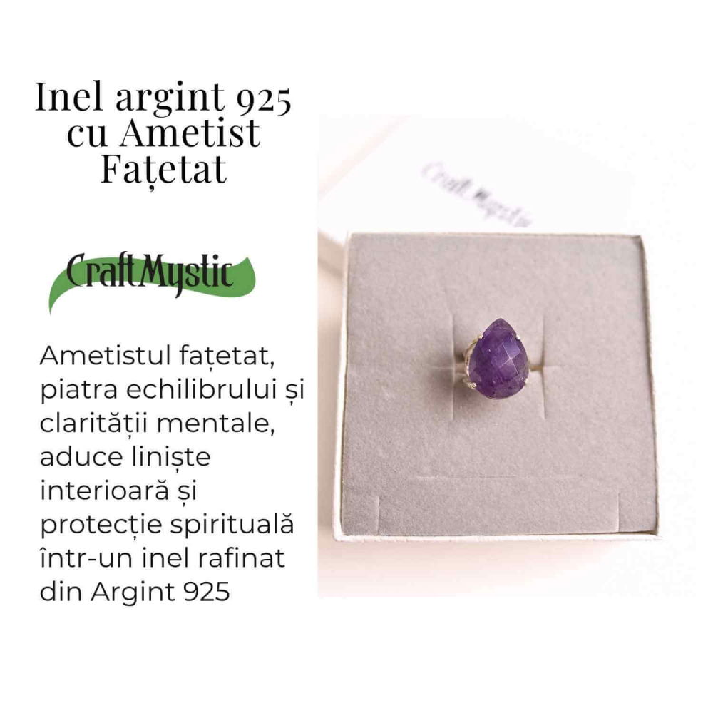 Inel Argint 925 cu Ametist Fatetat – Echilibru si Claritate Mentala [3]