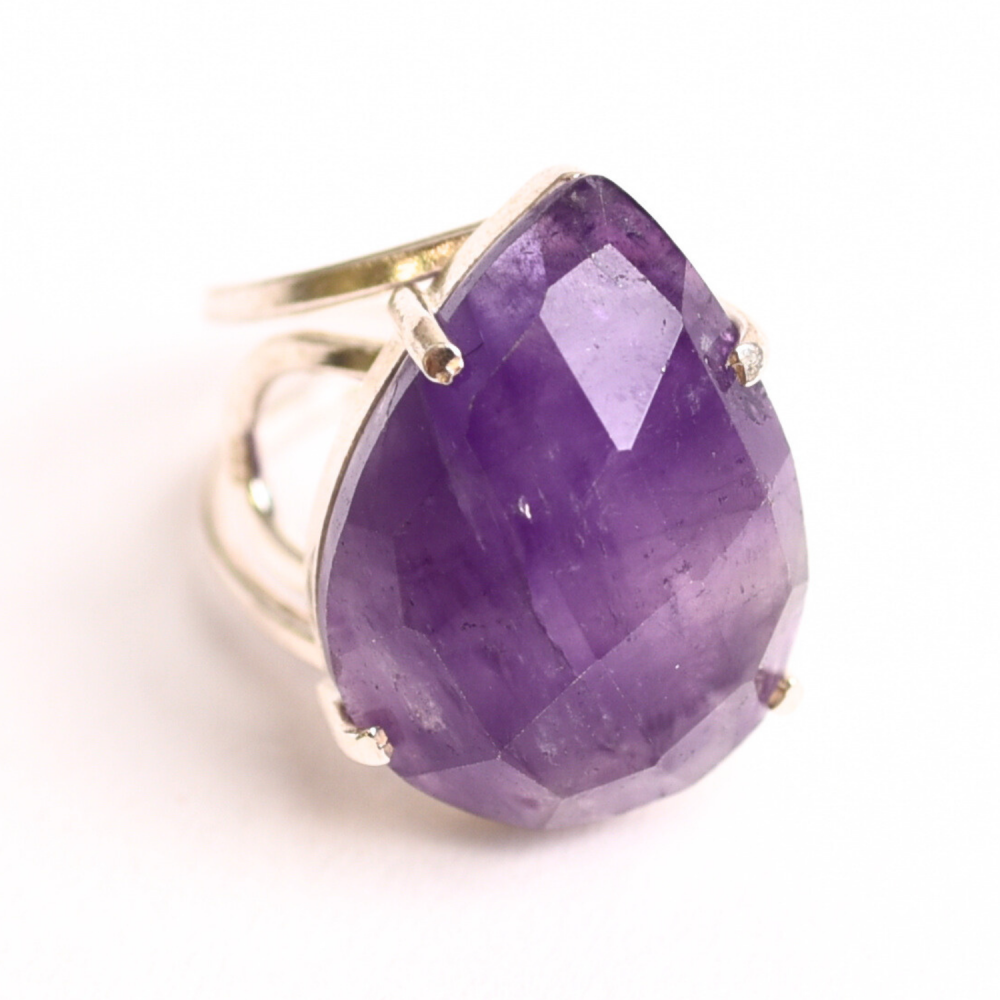 Inel Argint 925 cu Ametist Fatetat – Echilibru si Claritate Mentala [1]