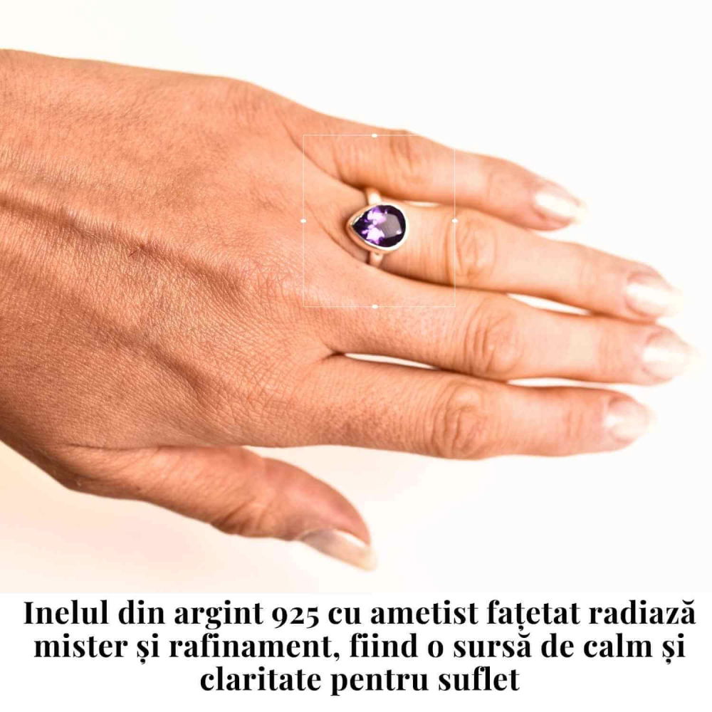 Inel Argint 925 cu Ametist Fatetat Lacrima – Protectie si Liniste Interioara [2]