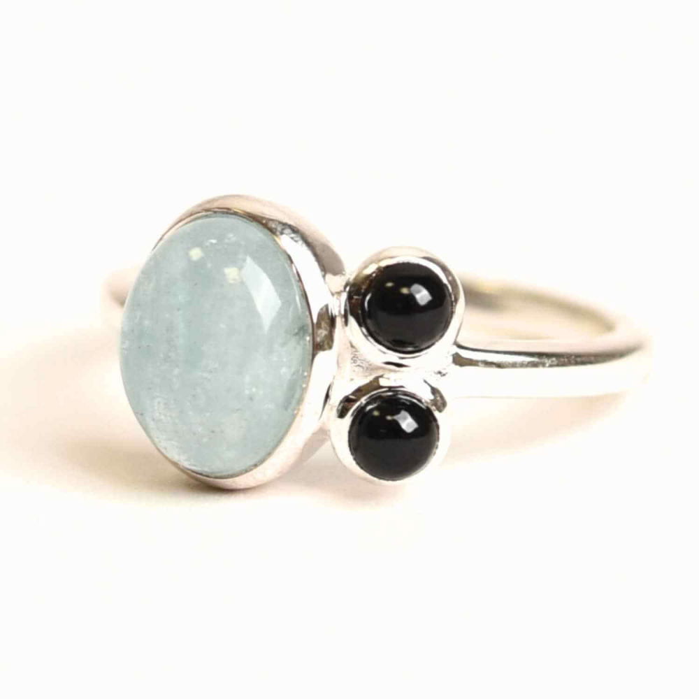 Inel argint 925 cu Acvamarin si Onix Negru – Claritate si Protectie [1]