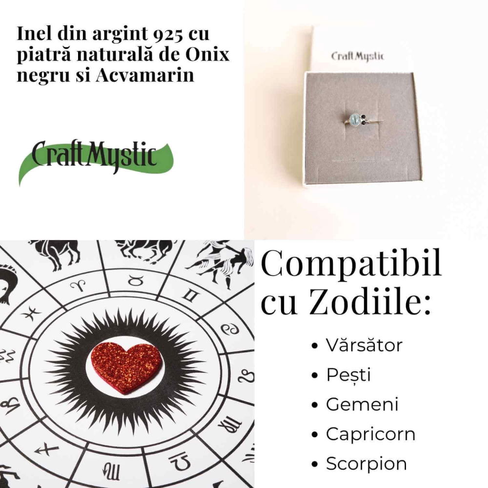 Inel argint 925 cu Acvamarin si Onix Negru – Claritate si Protectie [4]