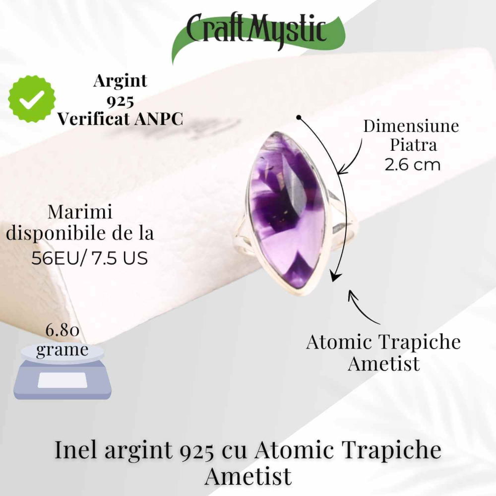 Inel argint 925 cu Atomic Trapiche Ametist delica [5]