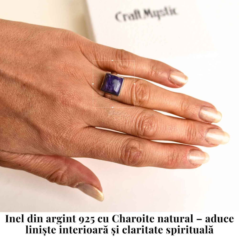 Inel argint 925 cu Charoite patrat – Transformare interioara si claritate spirituala [2]