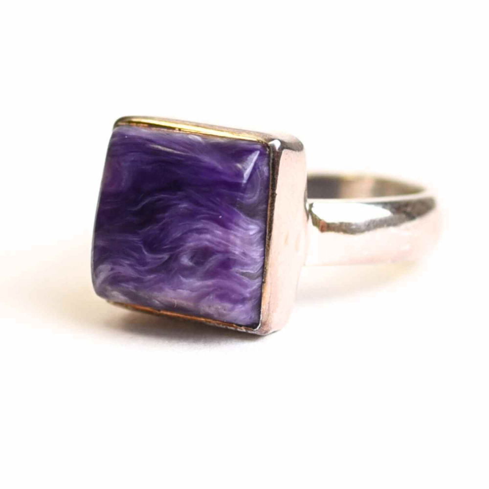 Inel argint 925 cu Charoite patrat – Transformare interioara si claritate spirituala [1]