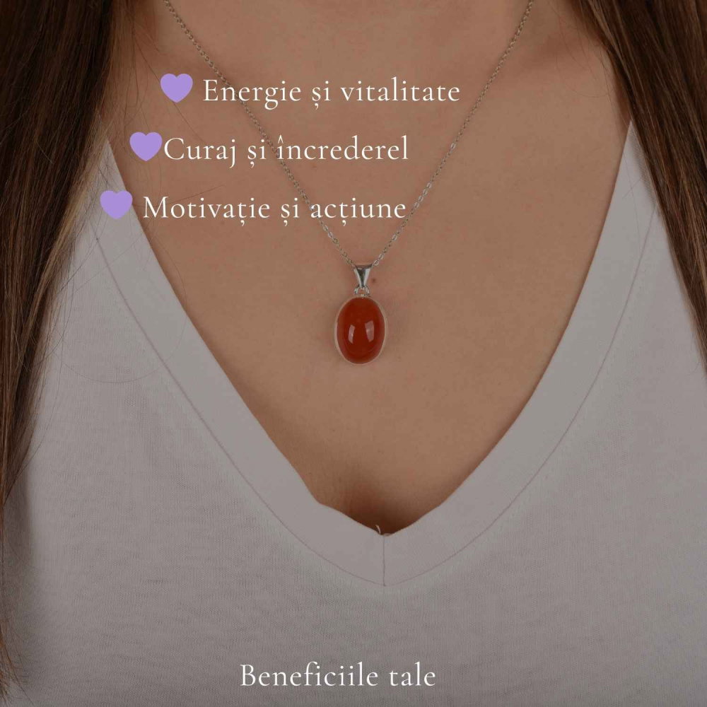 Colier argint 925 cu Carneol oval – energie si incredere feminina [3]