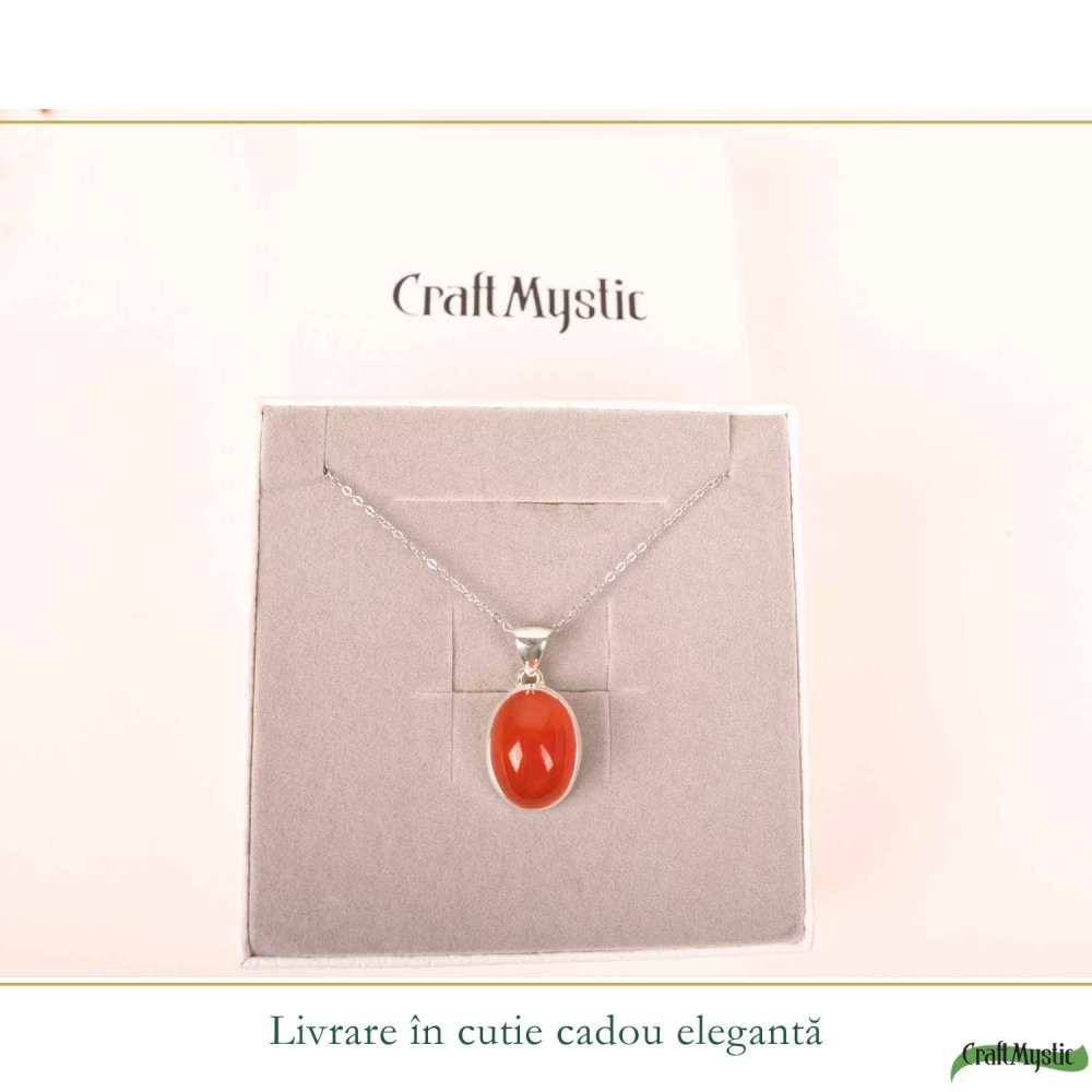 Colier argint 925 cu Carneol oval – energie si incredere feminina [6]