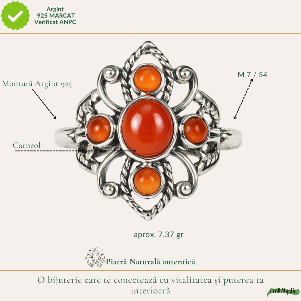 Inel argint 925 cu Carneol model vintage – energie si incredere feminina [4]