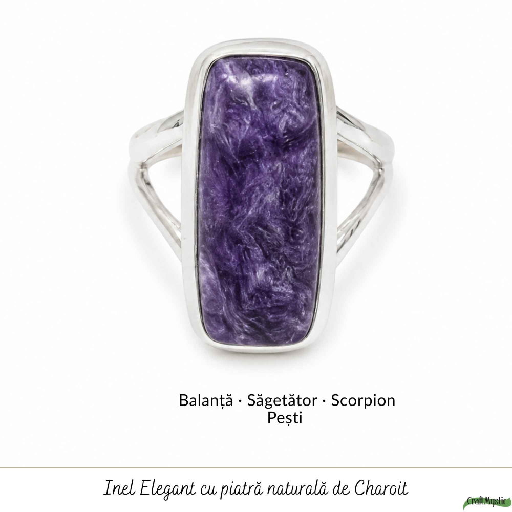 Inel Argint 925 cu Charoit Dreptunghi – Claritate Spirituala si Echilibru Interior [5]