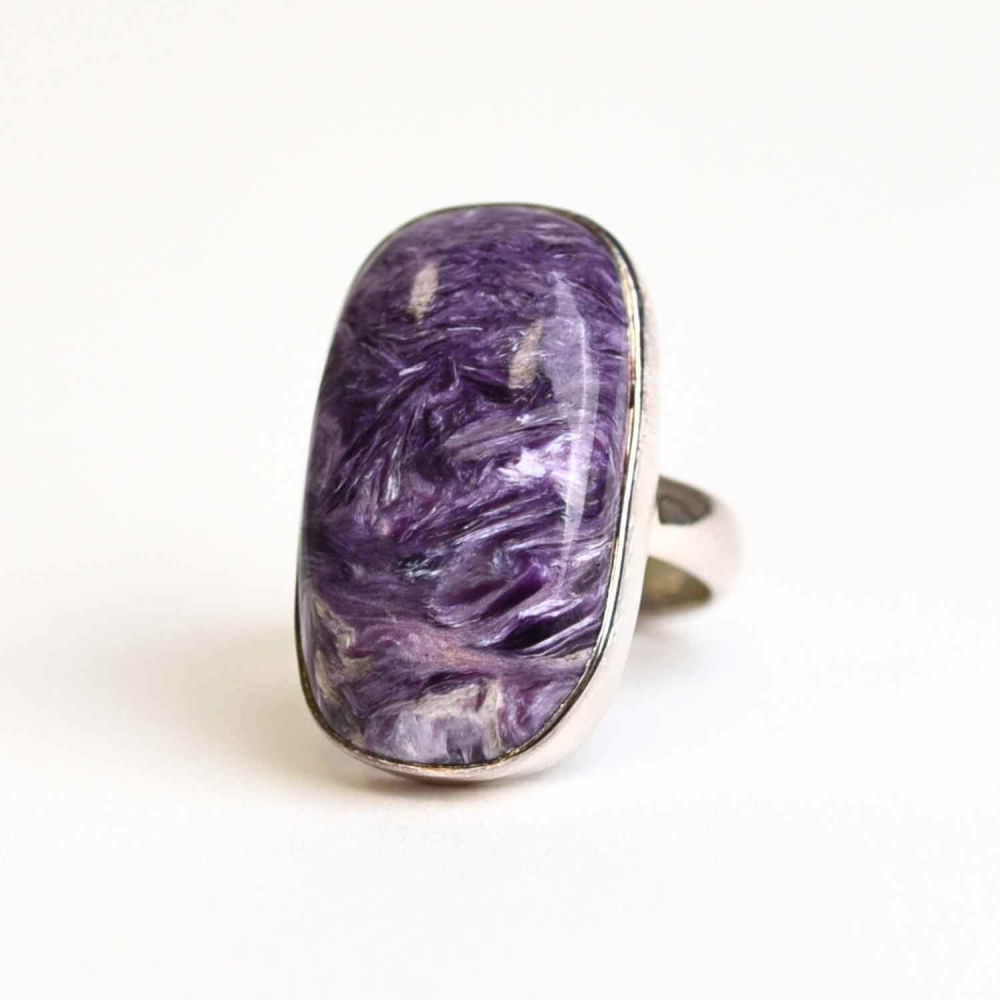 Inel argint 925 cu piatra naturala Charoite dreptunghiular [1]