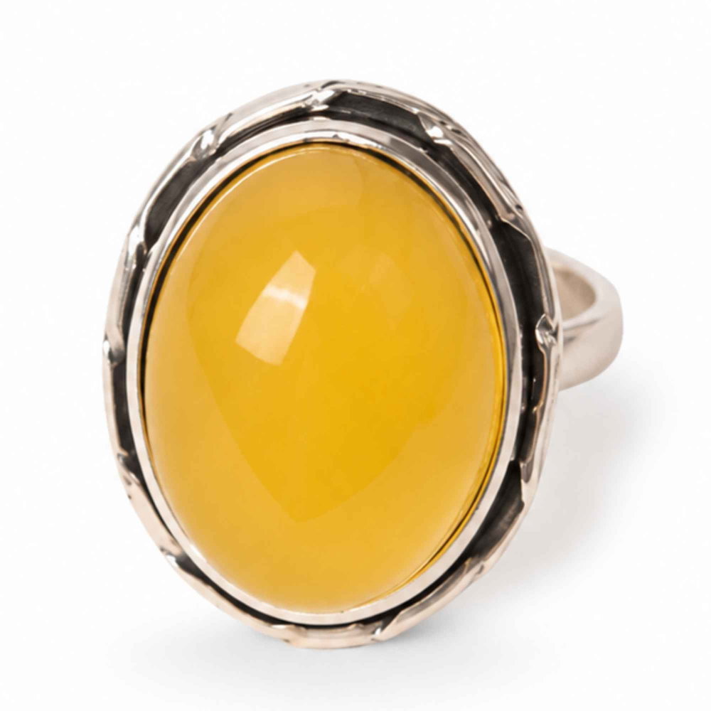 Inel Argint 925 cu Chihlimbar Galben Oval – Caldura si Eleganta Naturala [1]