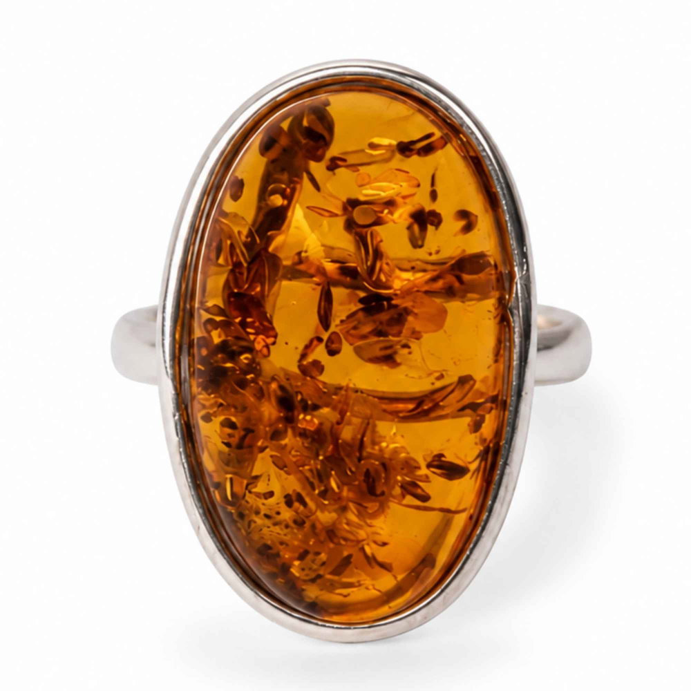 Inel Argint 925 cu Chihlimbar Coniac Oval – Eleganta Calda si Rafinament Natural [1]