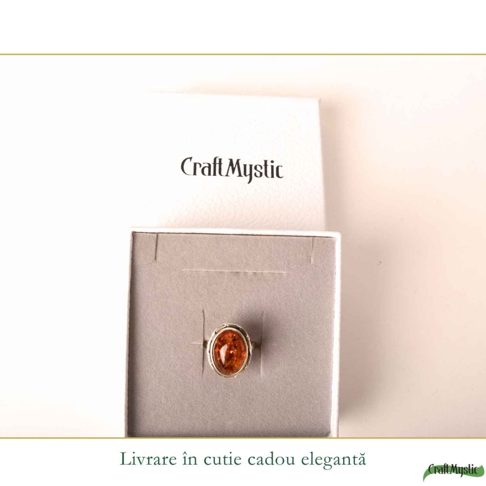 Inel Argint 925 cu Chihlimbar Coniac Oval – Eleganta Calda si Energie Naturala [6]